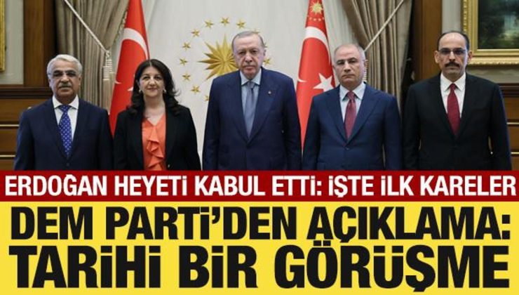 Cumhurbaşkanı Erdoğan, DEM heyetini kabul etti: Görüşmeden ilk kareler!
